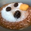 Cloudberries and pinecones. A dessert that continues Redzepi’s saga of unsweet sweets: cloudberries, pinecones preserved in sugar, yogurt snow (by Italian Jessica Natali) and a sea snail made with cloudberry sorbet
