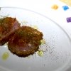 Ricciola (carpaccio di ricciola marinata in acqua di mare, finocchietto selvatico, paprika, liquirizia e tamarindo)
