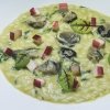 Luca Marchini, L'Erba del Re, Modena

Risotto with oyster, leek juice, rocket salad and rhubarb. The aromatic strength of the sea with the pseudo-sweetness of a creamy risotto
