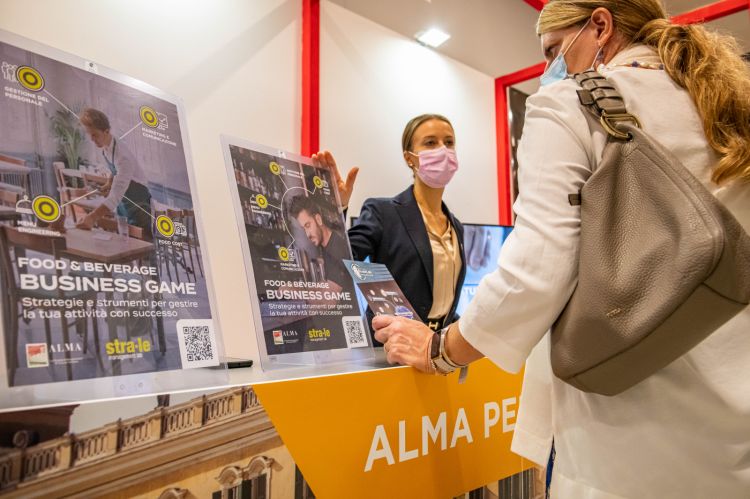 Lo stand di Alma, la Scuola Internazionale di Cucina Italiana  a Colorno, Parma
