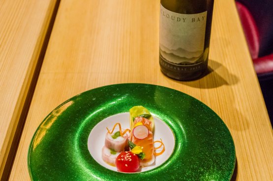 Più che degni i match cibo/vino orchestrati dallo chef Niimori Nobuya
