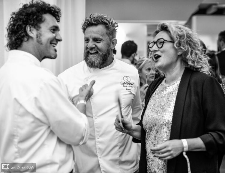 Stefano Baiocco, Matteo Felter e Laura Gobbi, project manager dì Fish & Chef
