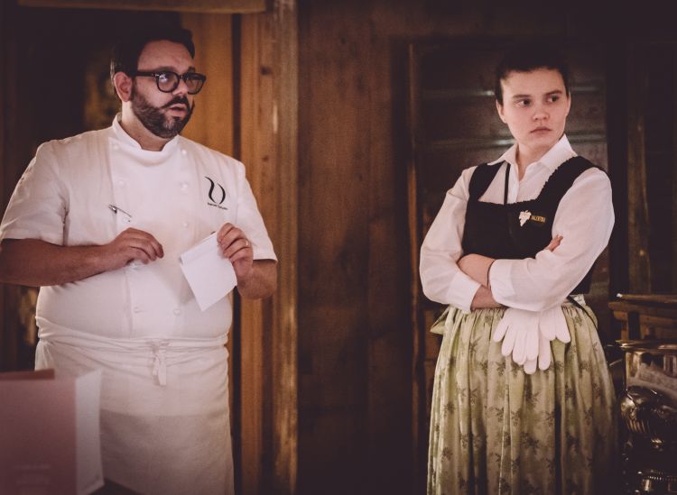 Chef Simone Cantafio at Stüa de Michil inside 