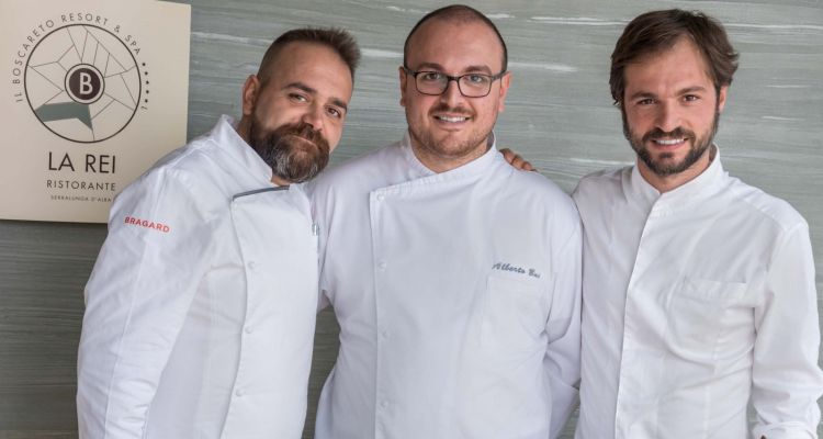 La squadra che guida la cucina de La Rei. Da sinistra: l’Executive Chef Fabrizio Tesse, il Resident Chef Alberto Bai e il Pastry Chef Marco Sforza
