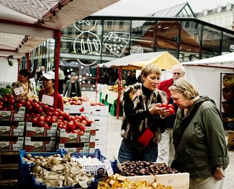 Torvehallerne, a bio fruit market and much more in the middle of Copenhagen (photo by Ny Times)