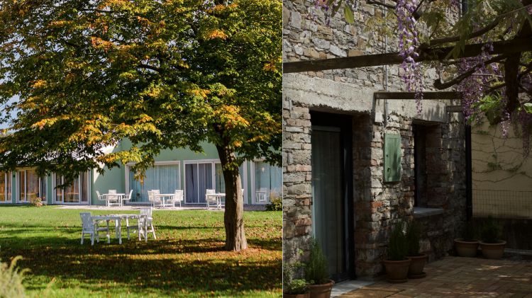 L'esterno e il nuovo rustico col glicine fiori