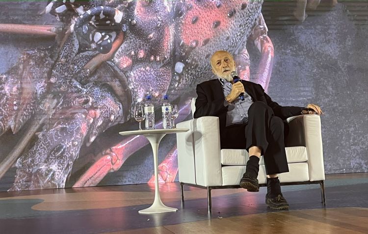 Carlo Petrini, 73, in Sao Paulo on the stage at Me