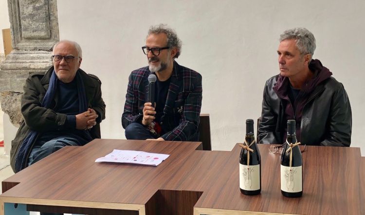 L'artista Mimmo Paladino, Massimo Bottura e Davide De Blasio di Made in Cloister
