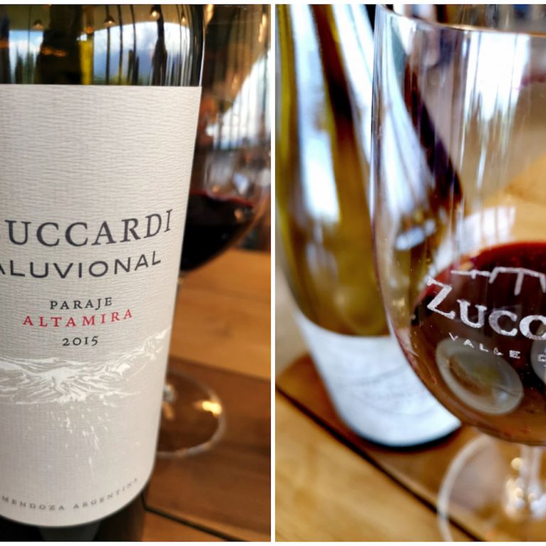 To the left, Aluvional 2015. Malbec grapes from the vineyards in the alluvial flan closer to the Andes, characterised by very large stones covered in limestone. A marvellous representation of the territory, the supremacy of the terroir over the grape variety, also shown through the choice, for some wines, of not stating the grape variety on the label, but just the name of the estate – in this case Paraje Altamira – or the type of soil - "Aluvional"
