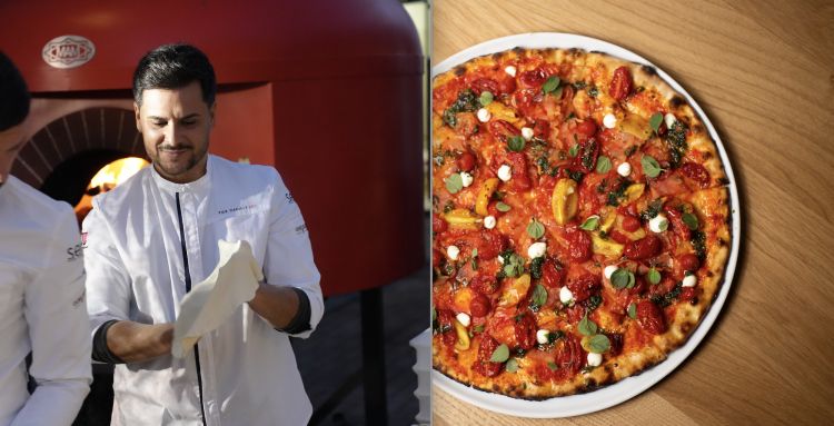 Prima della cena del giorno 2 di Identità di Fuoco, abbiamo fatto incetta degli spicchi di Come una bruschetta al pomodoro di Pierdaniele Seu (Seu Pizza Illuminati, Roma), un felice gioco di pomodori con un kick di Aceto Balsamico di Modena a omaggiare il luogo di accoglienza. Tecnicalità a parte, "E' incredibile pensare che noi pizzaioli siamo qui oggi: solo dieci anni fa non avremmo mai potuto immaginare che la pizza avrebbe dialogato coi migliori chef del mondo", spiegava il cuoco romano, che tuttavia ha una squadra di grandi cuochi, prima che pizzaioli. E intanto preparava anche un mini-supplì su una fonduta di panna e Parmigiano: si chiamava Omaggio al tortellino perché, dietro alla patina fritta, conteneva il ripieno del bite simbolo modenese
