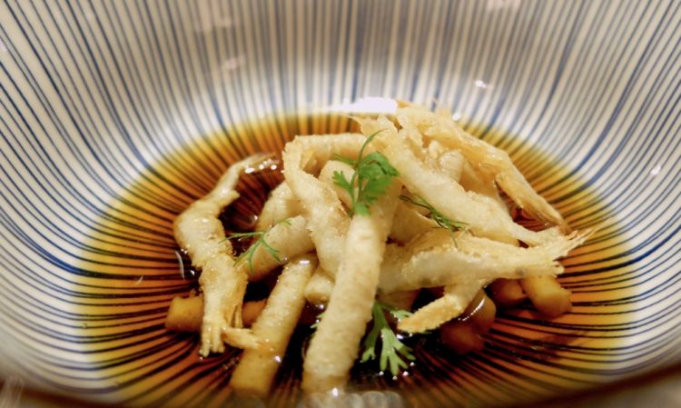 Passatelli, gamberetto bianco, brodo di tonno rosso
