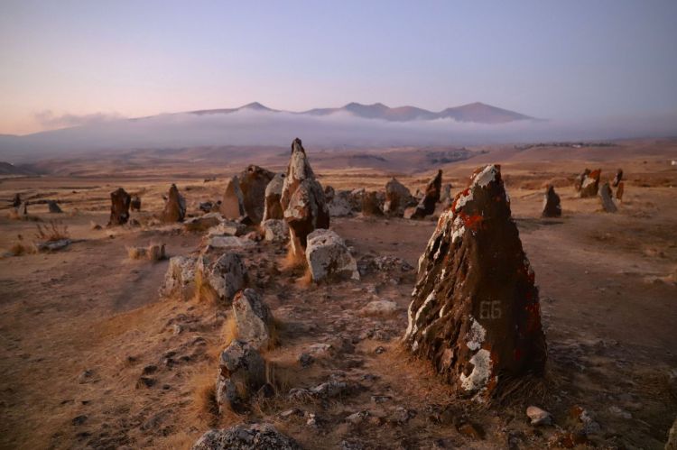 Zorats Karer, the so-called Stonehenge of Armenia. It's an imposing astronomic observatory made of 223 megaliths, built in the Bronze age on a plateau at 1770 metres. The landscape and the light are so intense it's like you're on another planet