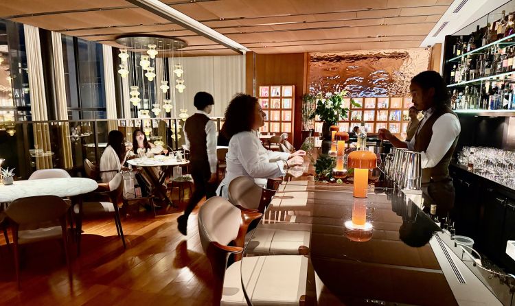 Il Bulgari Ginza Bar, al 10° piano. Curiosità: i cocktail in carta riprendono noti proverbi italiani ("Tarallucci", "Cavallo", "Pesci", Forza"...). All'11° piano c'è anche una Terrazza per eventi, chiusa al nostro passaggio