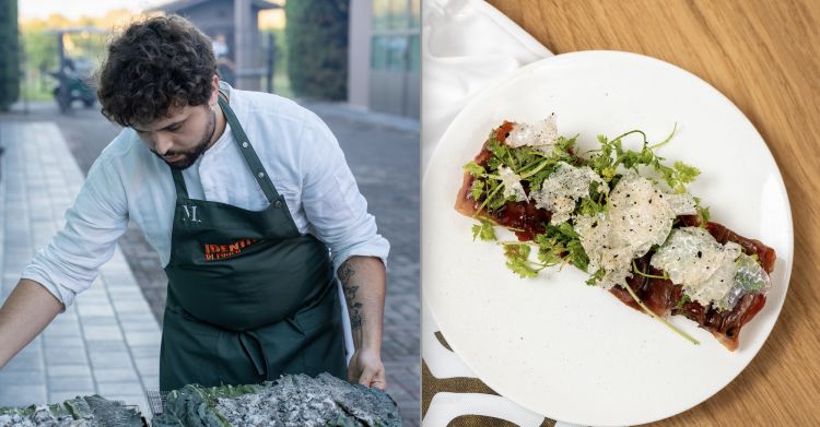 Michele Di Già (capo-panificazione della Francescana Family) è apparso come una gradita meteora a servire la sua slice rettangolare di Anatra e Tartufo Appennino Food Group. Di Già ha il vizio dell'anatra: per la prossima volta, segnarsi di provare assolutamente il main course di via Stella, un duck-panettone che prepara anche per, fatto col grasso dell'animale (no burro, no zucchero), una bomba
