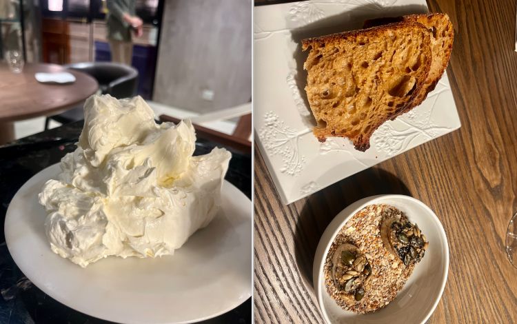 Burro montato, fette di pane al miso d'orzo e un danish di grano saraceno. Droga legalizzata