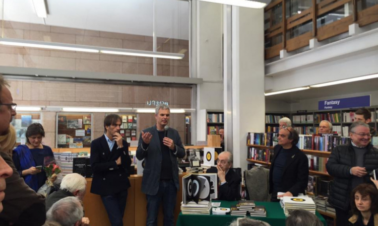 Oldani, Leemann e Davide Paolini nel marzo 2016 alla presentazione di un nuovo libro di Marchesi, Opere/Works
