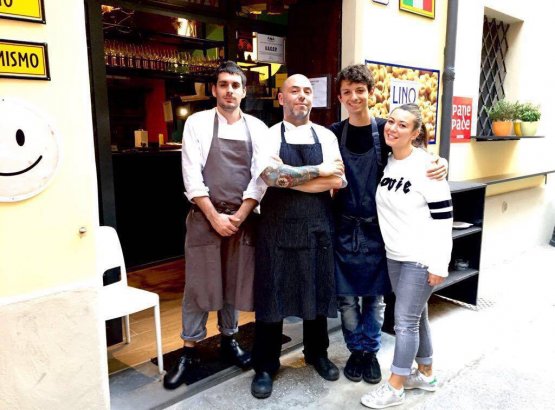 Lo staff di Panino. Da sinistra a destra Antonio Pannunzi, Christian Baglioni Lo Russo, Stefano Mancini e Daniela Zannella