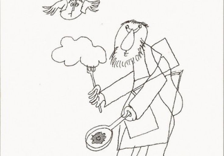 Un'ilustrazione di Giulio Cerati, chef geniale e sottovalutato di Parma, qui nel ricordo di Andrea Grignaffini
