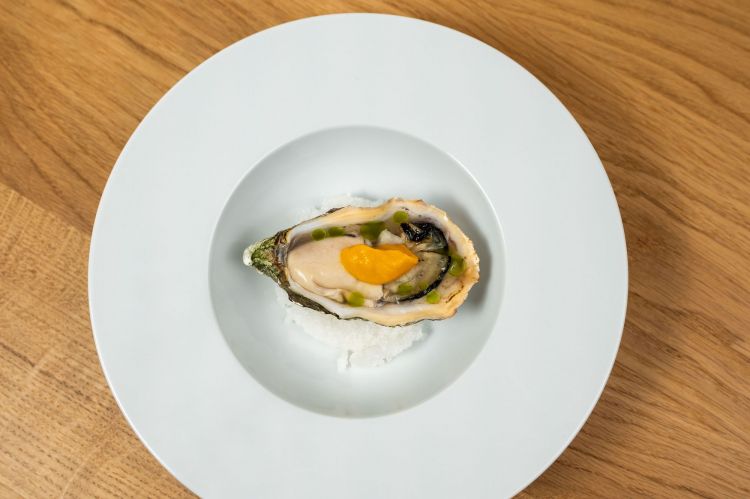 Moreno Cedroni ha servito anche una deliziosa Ostrica Grigliata con olivello spinoso, lime, la piccantezza leggera di un habanero e dell'olio al timo. "In Vietnam, 10 anni fa, ho capito che l'ostrica cotta è più buona di quella cruda; da allora, ogni anno cambio versione". Che abbia ragione? Il sospetto è forte
