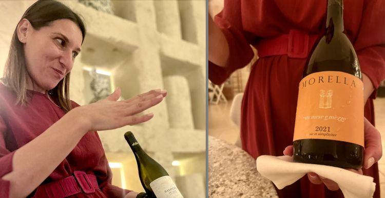 La sommelier Eleonora Bernardi, bravissima a maritare il percorso dei Due Camini con etichette misconosciute, dal Gargano al Salento