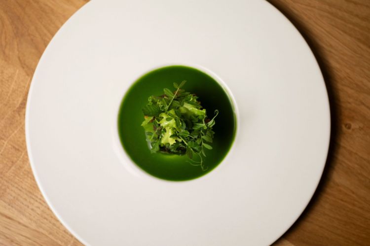 Verza di Mora romagnola, corsa della cena numero due preparata da Jessica Rosval con rotoli di burnt ends (i bocconcini di carne affumicata della tradizione nord-Americana), mela verde e Parmigiano Reggiano 60 mesi. Un viaggio avventuroso tra le origini e l'approdo della cuoca canadese 
