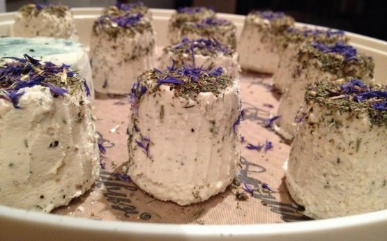 Vegan chef Daniela Cicioni’s fermenting containers with macadamia and spirulina and heather flowers