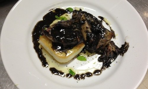 Squid au naturelle with toasted white polenta and 