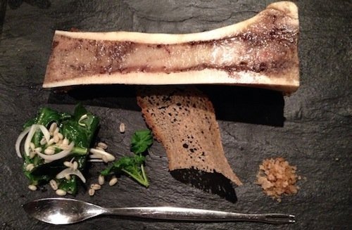 Bone marrow with smoked salt, crispy barley and bi