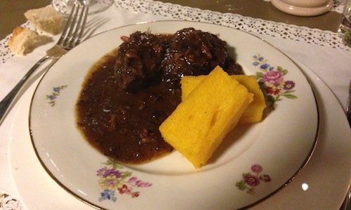 The Pig cheek with polenta, one of the most popula