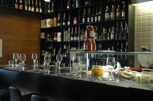 The counter of Bancovino, a winebar recently opene