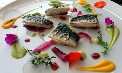 Crispy Italian mackerel with vegetables in scabece