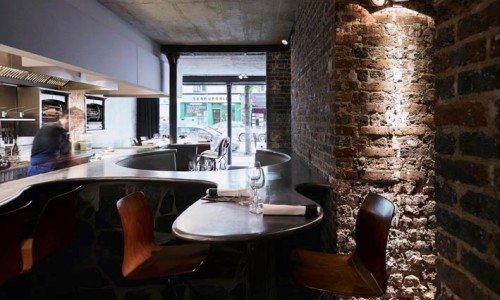 Inside restaurant Table in rue de Prague in Paris,