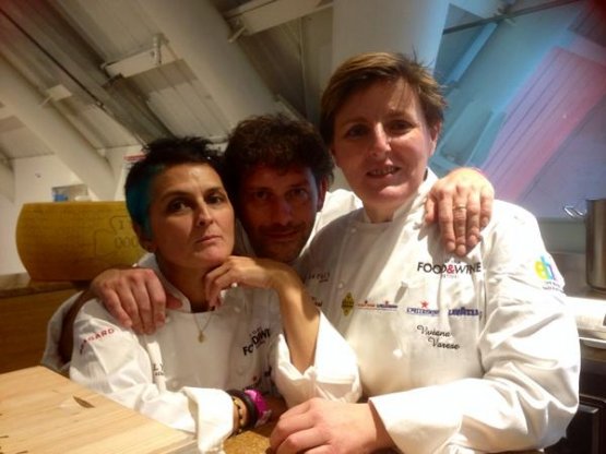 Tre dei 6 protagonisti della prima giornata del Roma Food and Wine Festival: Cristina Bowerman di Glass (Roma), Cesare Battisti del Ratanà (Milano) e Viviana Varese di Alice (Milano). Con loro, la sera, Angelo Sabatelli dell'omonimo ristorante di Monopoli (Bari), Andrea Provenzani del Liberty di Milano, Luciano Monosilio del Pipero al Rex di Roma e il pasticciere Luca Montersino