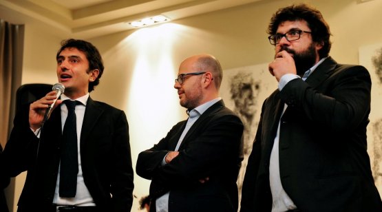 I curatori dell Collana de I Cento: Alessandro Lamacchia, Stefano Cavallito e Luca Iaccarino (foto Massimo Pinca per ExtraTorino)