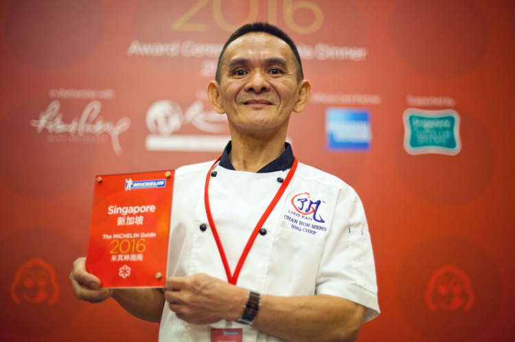 Chan Hong Meng at the Michelin Singapore award giving ceremony in 2016, when he got the Michelin star 
