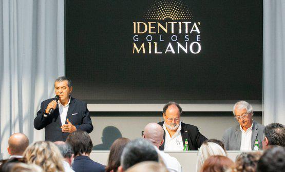 Claudio Ceroni, Paolo Marchi, Davide Rampello durante la conferenza stampa di inaugurazione
