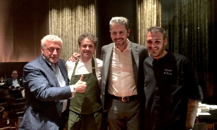 Zonfrillo al Bulgari di Milano, due anni fa, con Davide Scabin, Andrea Berton e Roberto Di Pinto
