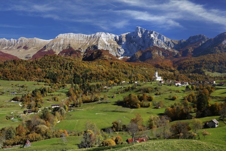 A view of Kobarid in the shade of the Krn (photo by Dan Briski)