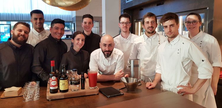 The staff of ristorante Aürt, inside the Hilton