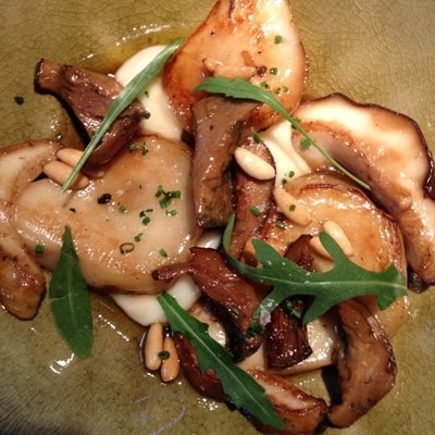 Roasted mushrooms with parsnip cream and pine-nut vinegar