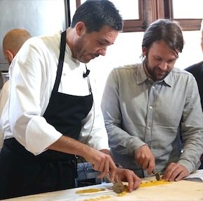 Davide Palluda teaches Renè how to make a fresh pasta, piedmontese style