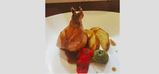 Rabbit with chocolate, prepared by the students from the Nosco school, at work in Gozo