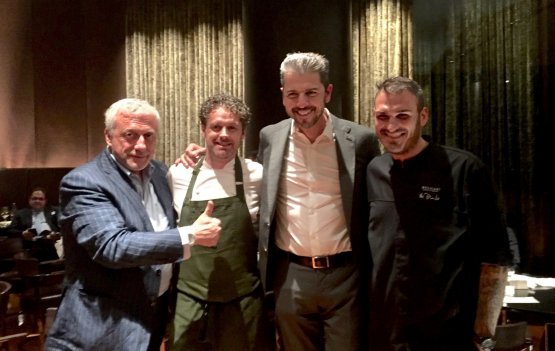 Davide Scabin, Jock Zonfrillo and Andrea Berton with Bulgari’s chef Roberto Di Pinto
