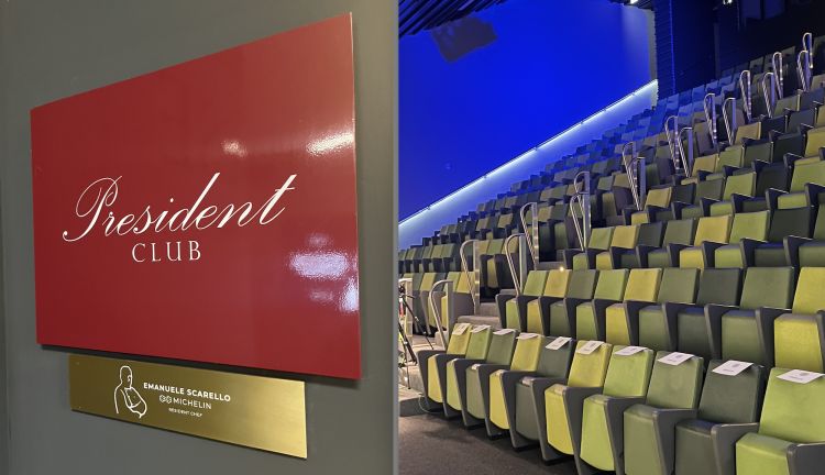 A destra, il meeting center dello stadio di Udine, 250 posti a sedere