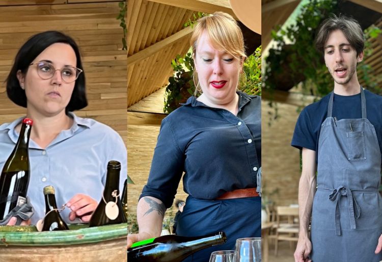 Da sinistra, la restaurant manager Annegret Kühnert, la head sommelier Ava Mees List e lo chef de partie italiano Luca Invernizzi
