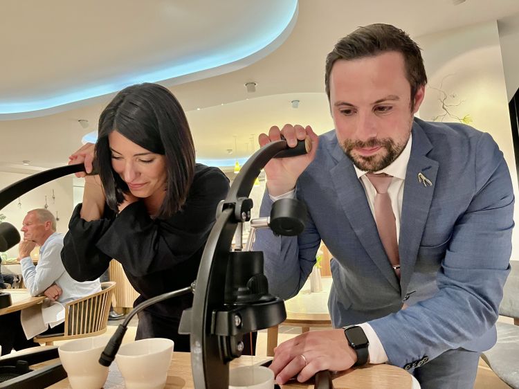 Giulia and Mattia serving the coffee at the end, pressed at the table with Flair Espresso machines. Very good. The restaurant has just closed for the summer holidays. They will open again on the 11th of August
