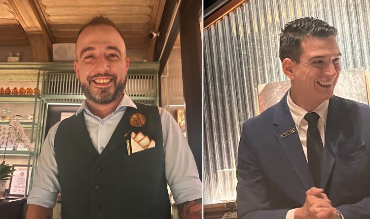 Matteo Cadeddu da Oristano e Sacha De Silvestri da San Benedetto del Tronto, rispettivamente bar manager del cocktail bar Opium e maitre 'd del ristorante Potong
