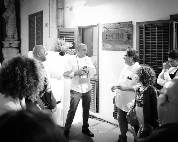 Gli chef alla serata panini&champagne dell'Unetto: Lo Coco, Cuttaia e Graziano (le foto dell'evento sono di Salvo Mancuso)
