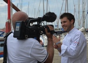 Interviste a fine gara, sull'isola di San Giorgio