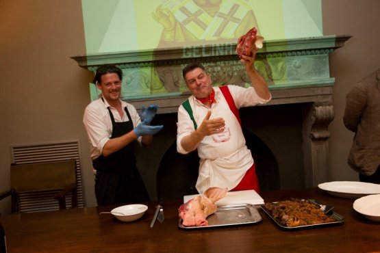 Flemish chef Kobe Desramaults together with tuscan butcher Dario Cecchini